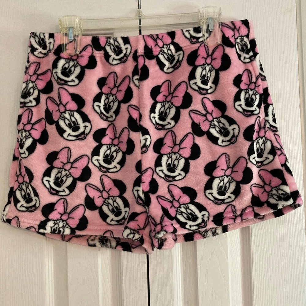 Disney Minnie Mouse Fuzzy Pink Lounge Shorts Women Size XL
